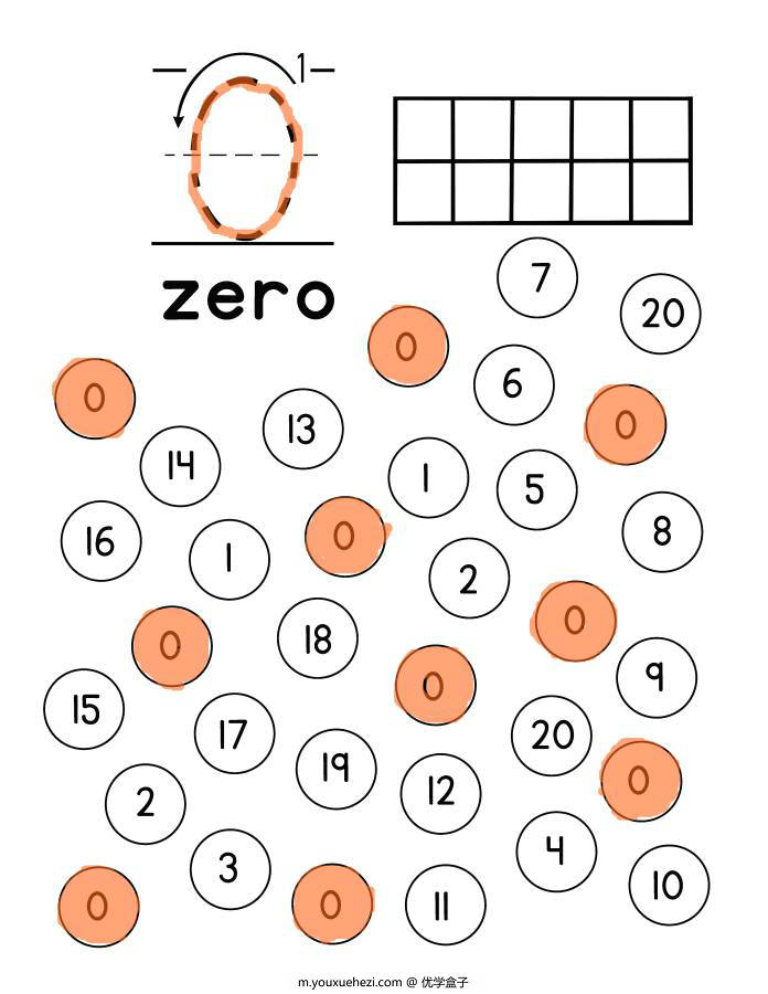 图片[1]-数字书写+找数字，样式一，幼儿数感培养训练电子版PDF打印，百度网盘下载-优学盒子