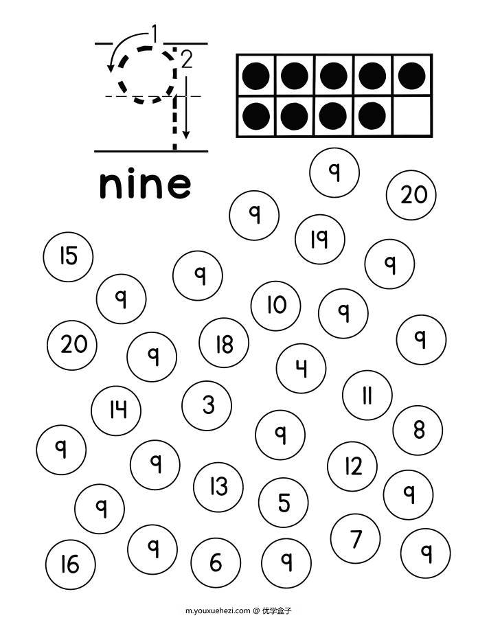 图片[3]-数字书写+找数字，样式一，幼儿数感培养训练电子版PDF打印，百度网盘下载-优学盒子