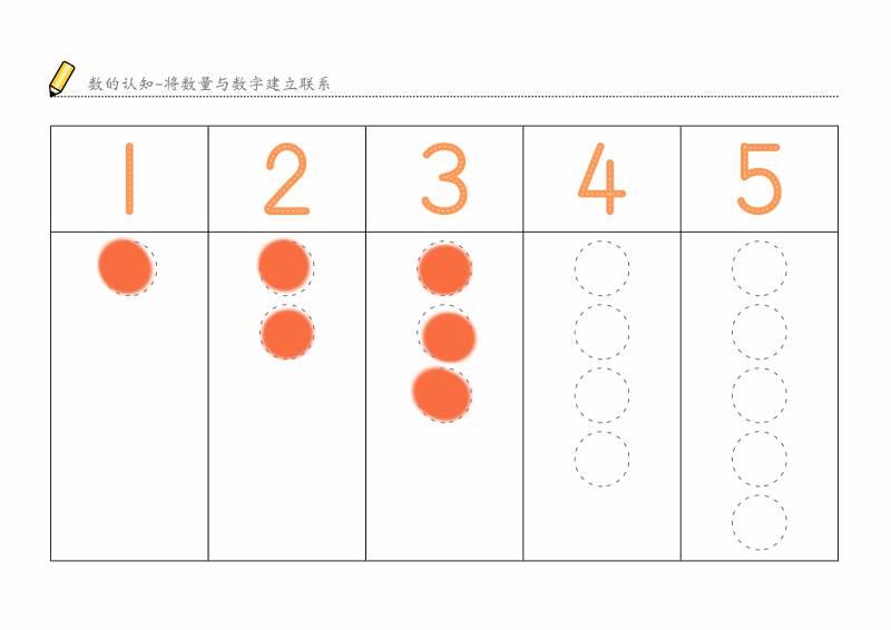 数字1-10的认知，版二，将数量与数字建立联系，幼儿数感培养训练电子版PDF打印-优学盒子
