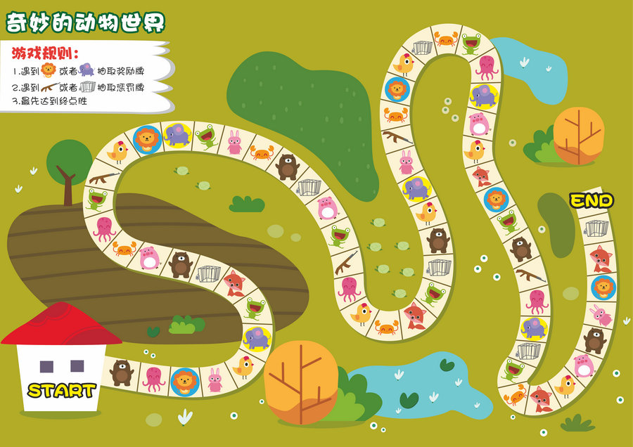 图片[1]-奇妙的动物世界（动物认知），儿童益智桌游，自制儿童桌游PDF素材-优学盒子