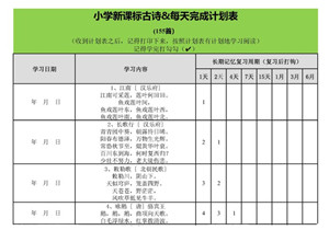 用艾宾浩斯遗忘曲线背小学古诗75+80首计划表，PDF可打印-优学盒子