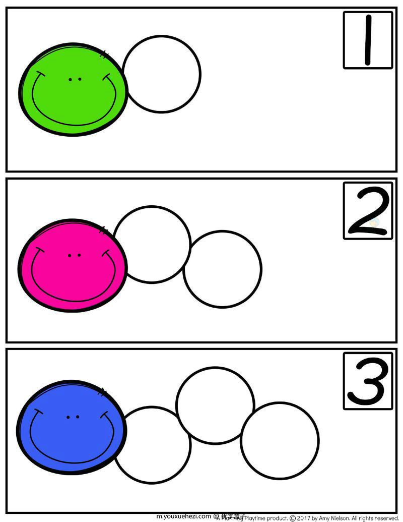 图片[2]-毛毛虫数字综合1-10 ,数学启蒙识数计数，PDF可下载-优学盒子