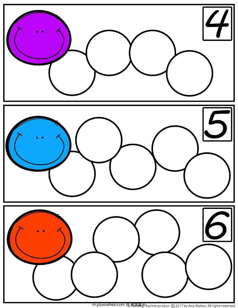 图片[3]-毛毛虫数字综合1-10 ,数学启蒙识数计数，PDF可下载-优学盒子