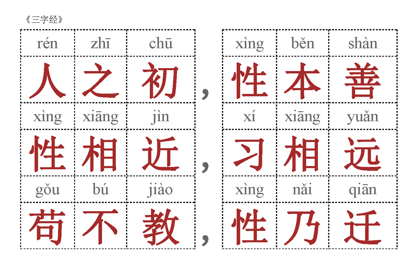 《三字经》全文朗读，注音版和注释版，素材可打印-优学盒子