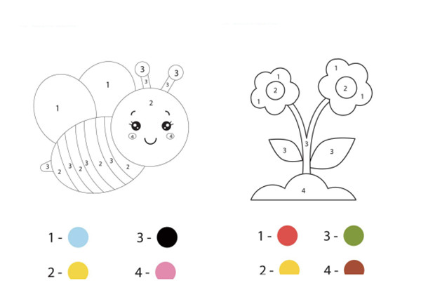 数字1-4填色-优学盒子