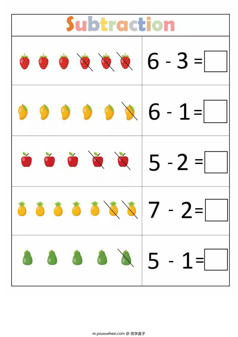 图片[8]-数学启蒙10以内加减法卡通版，幼儿学算数，素材可打印-优学盒子