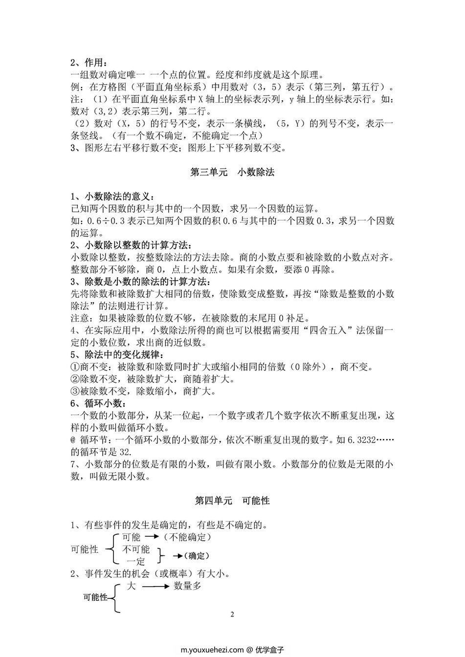 图片[2]-五年级数学上册知识点汇总（人教版）-优学盒子