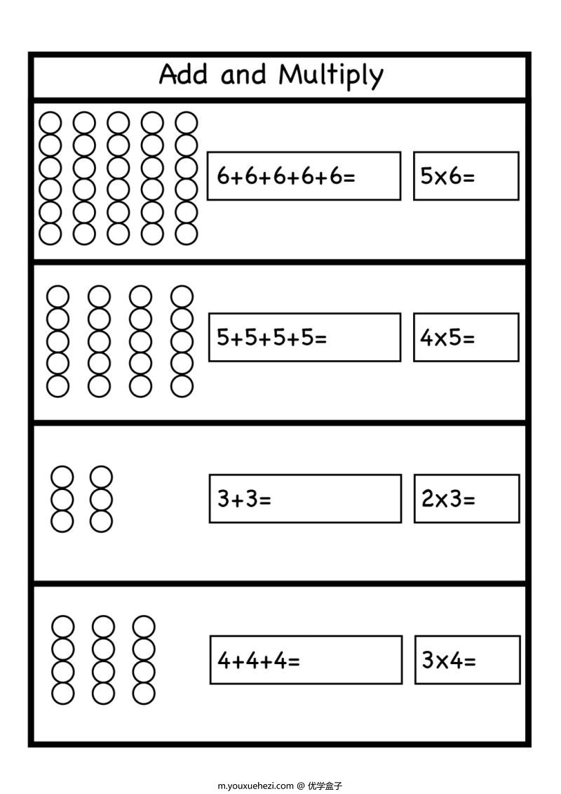 图片[1]-小学乘法启蒙，加法和乘法的关系和区别-优学盒子