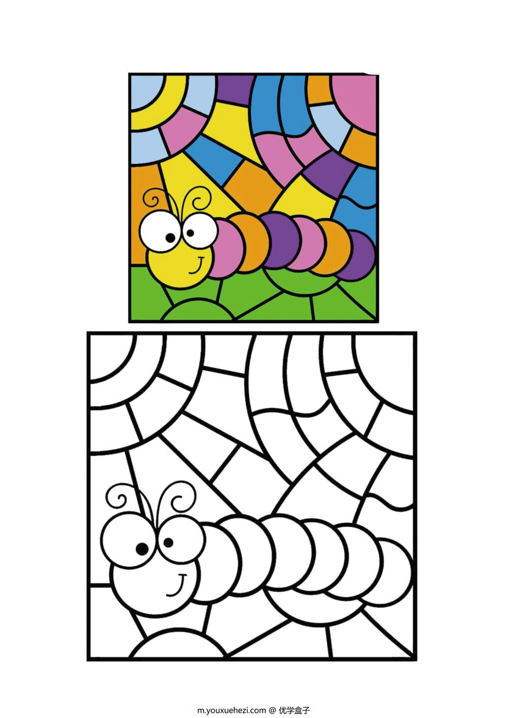 图片[1]-按照示范给图画填上颜色_2-优学盒子