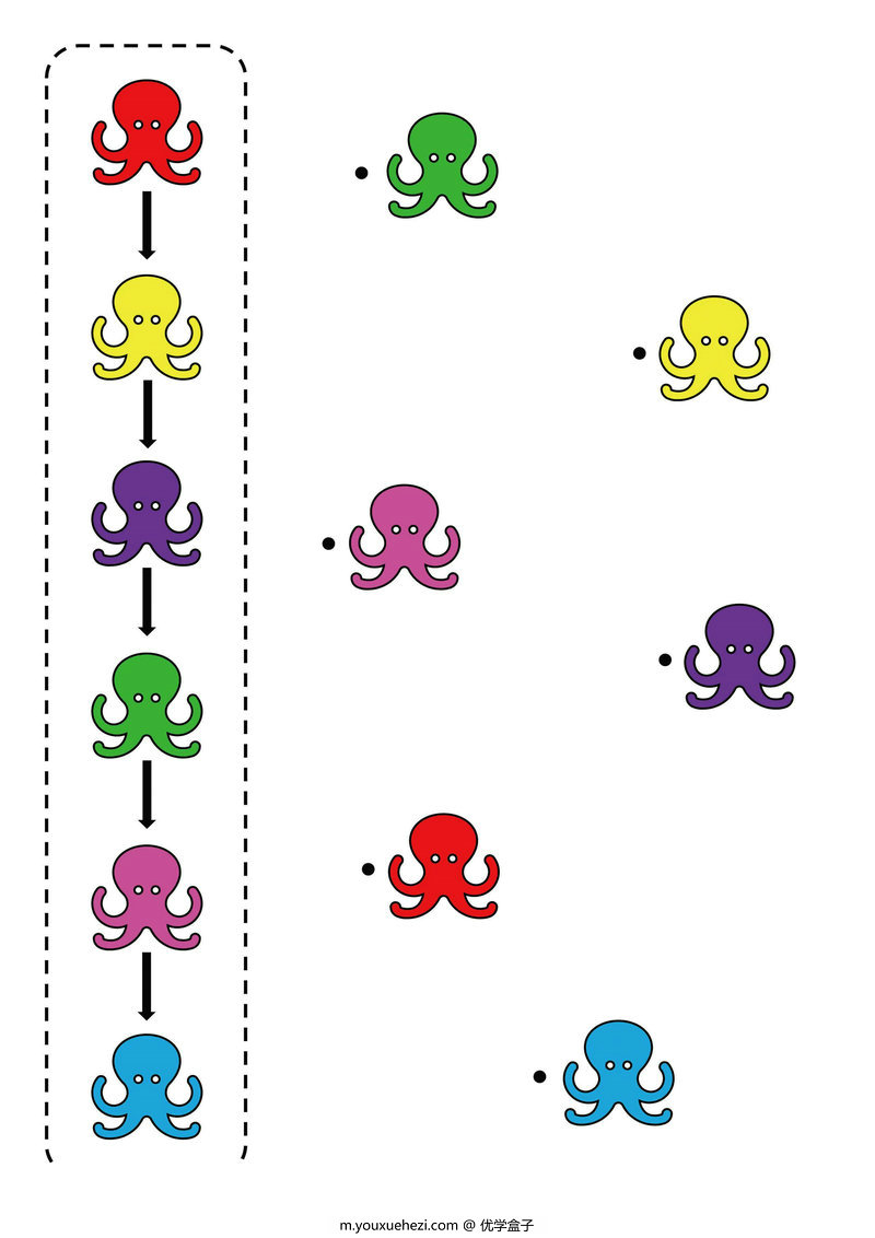 图片[1]-按照颜色顺序连接图画，8页PDF-优学盒子