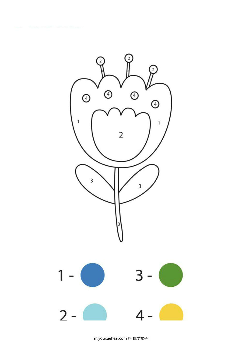 图片[1]-数字1-4填色-优学盒子