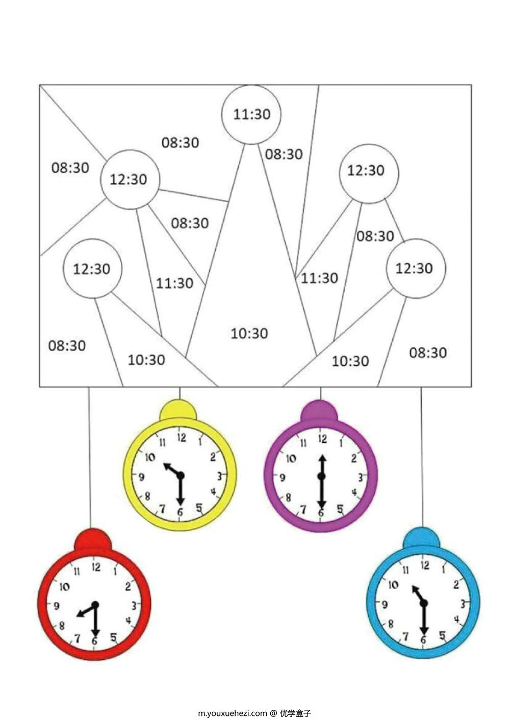 图片[2]-给图画填上与时间对应的颜色-优学盒子