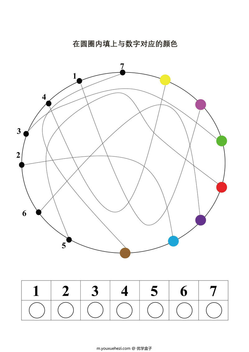 图片[2]-在圆圈内填上与数字对应的颜色-优学盒子