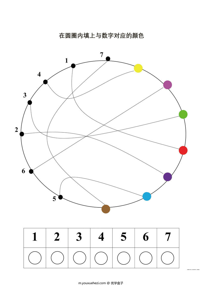图片[3]-在圆圈内填上与数字对应的颜色-优学盒子