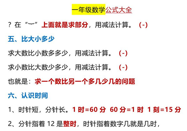 一年级下册数学-公式大全 3页PDF-优学盒子