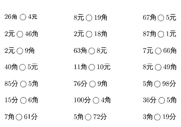 单位换算（元、角、分（比大小、换算、计算） 2页PDF-优学盒子