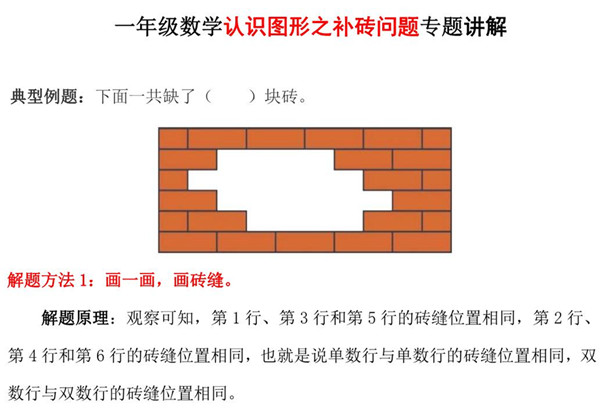 一年级下册数学-认识图形之补砖问题专项讲解+练习 5页PDF-优学盒子