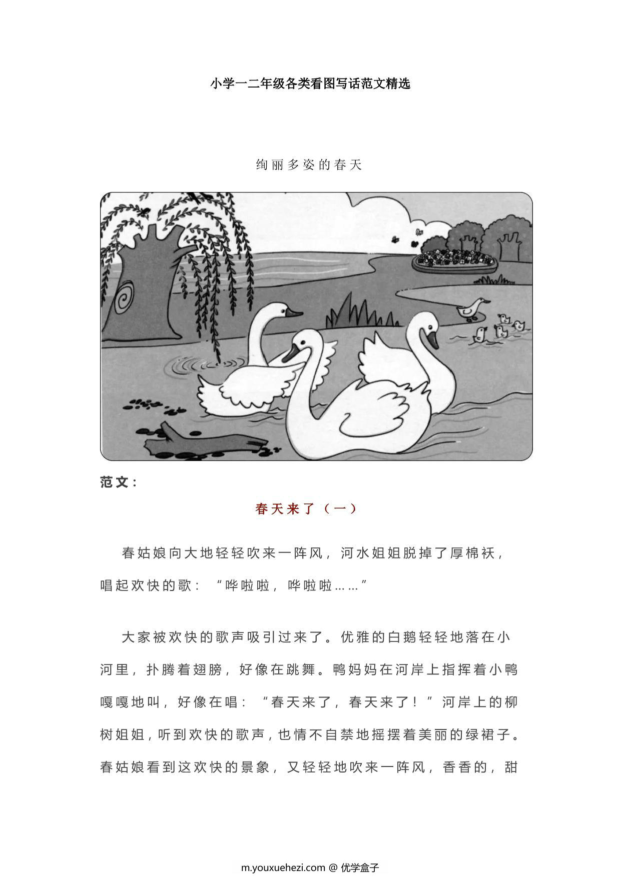 图片[1]-小学一二年级各类看图写话范文50篇精选 38页PDF-优学盒子