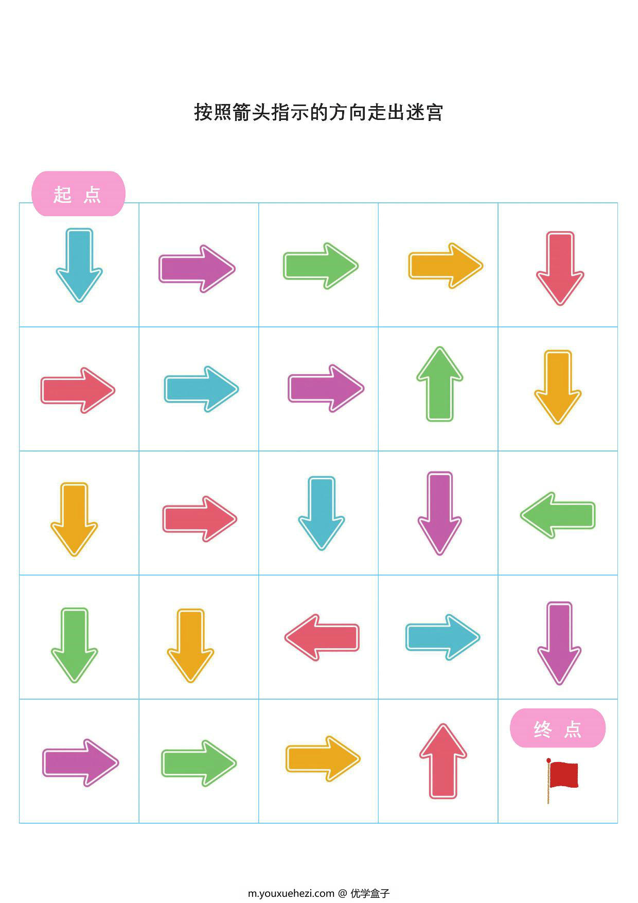 图片[1]-按照箭头指示的方向走出迷宫2,，6页PDF-优学盒子