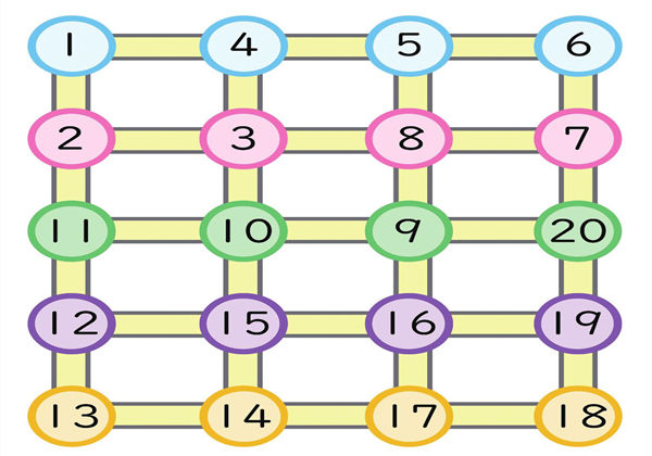 按照从小到大的顺序连接数字1-20，6页PDF可打印-优学盒子