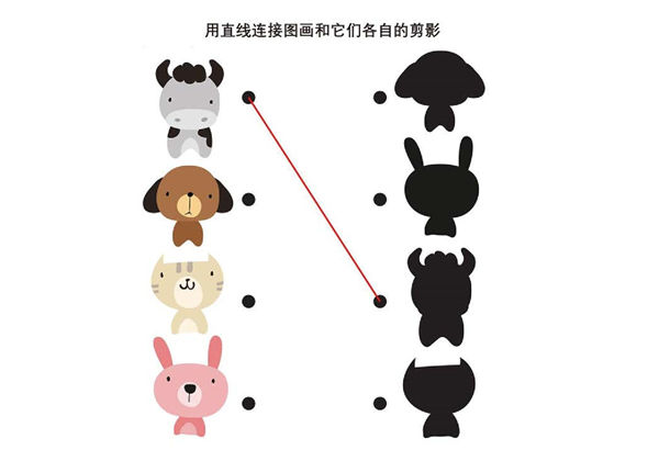 用直线连接图画和它们各自的剪影，11页PDF-优学盒子