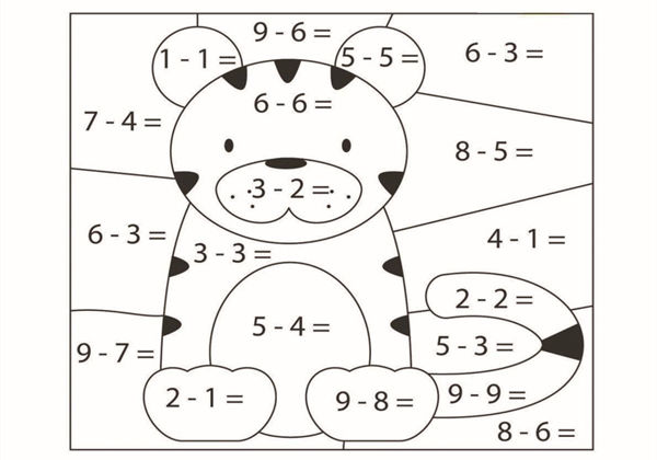 计算试题并给图画填上与答案对应的颜色，8页PDF-优学盒子