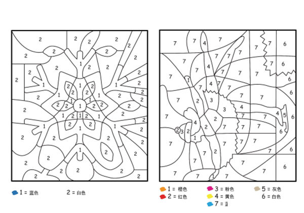 六幅关于冬季的数字填色画，6页PDF-优学盒子