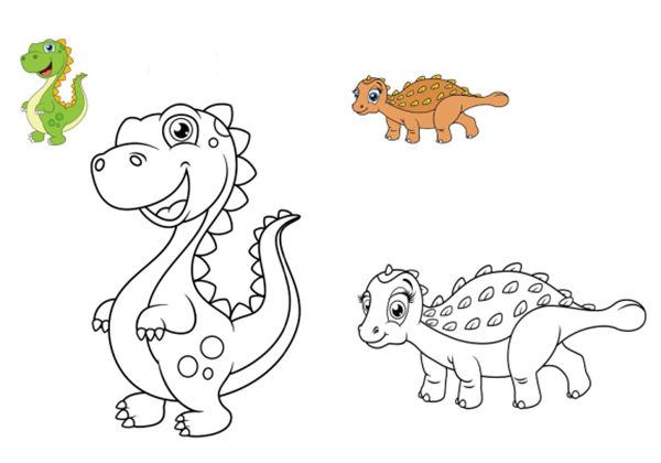 恐龙填色画，12页PDF-优学盒子