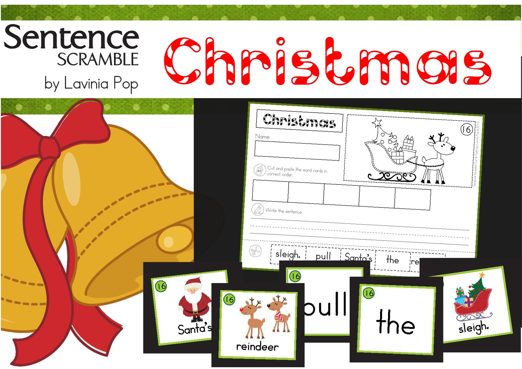 图片[1]-圣诞主题互动书，Christmas Sentence Scramble with Cut and Paste Worksheets，59页PDF-优学盒子