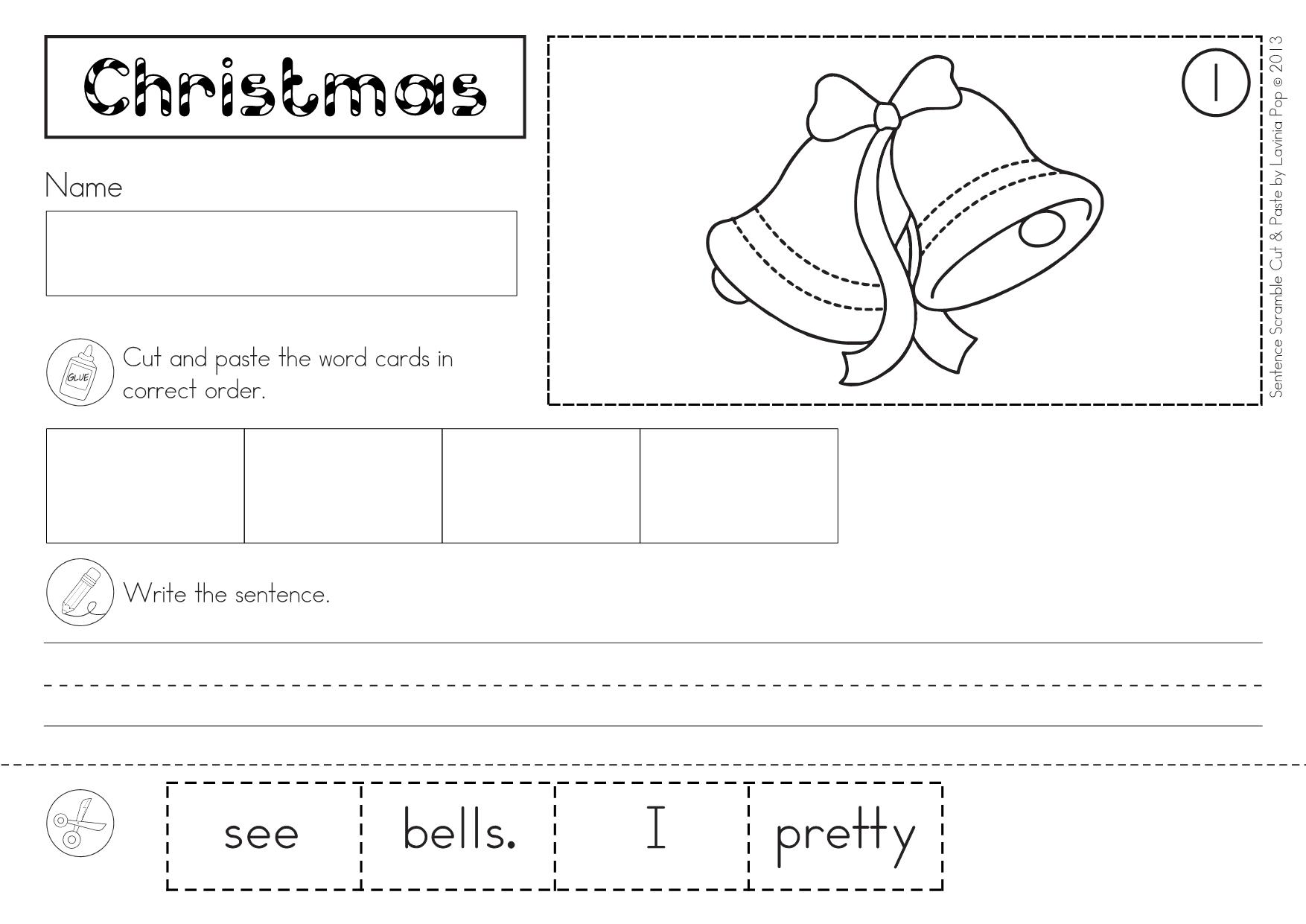图片[4]-圣诞主题互动书，Christmas Sentence Scramble with Cut and Paste Worksheets，59页PDF-优学盒子