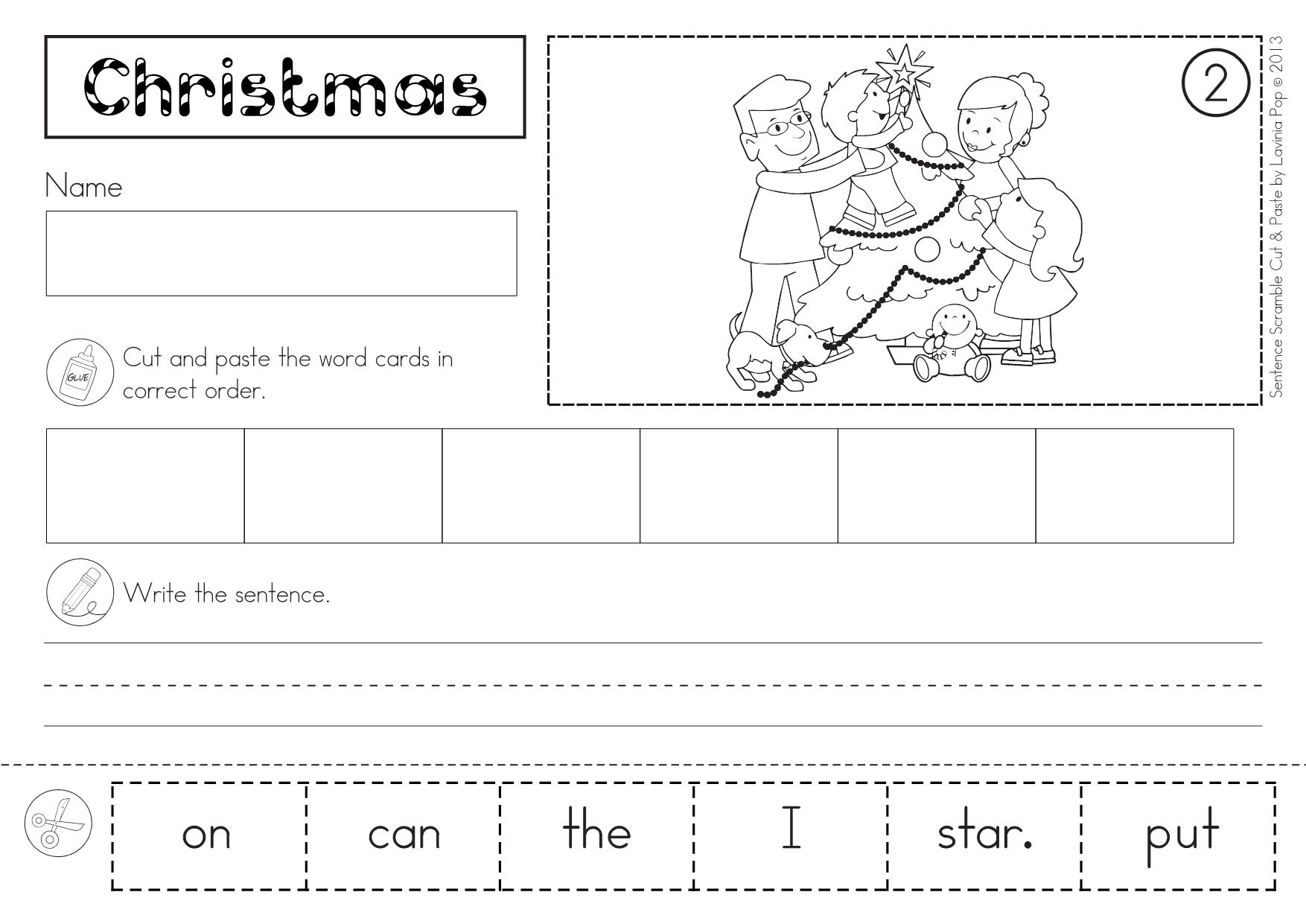 图片[5]-圣诞主题互动书，Christmas Sentence Scramble with Cut and Paste Worksheets，59页PDF-优学盒子