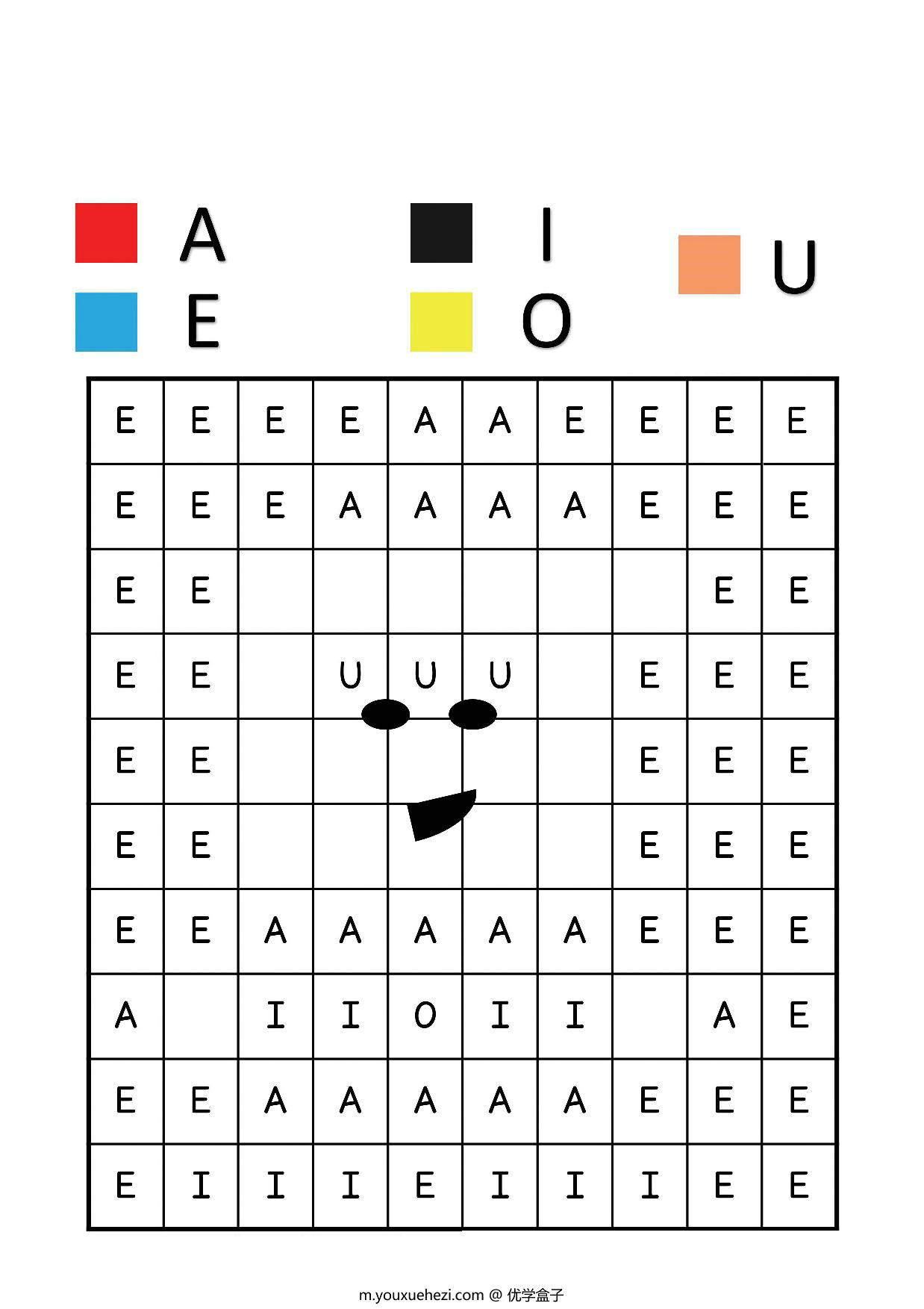 图片[1]-在单元格中填上与字母相对应的颜色，6页PDF-优学盒子