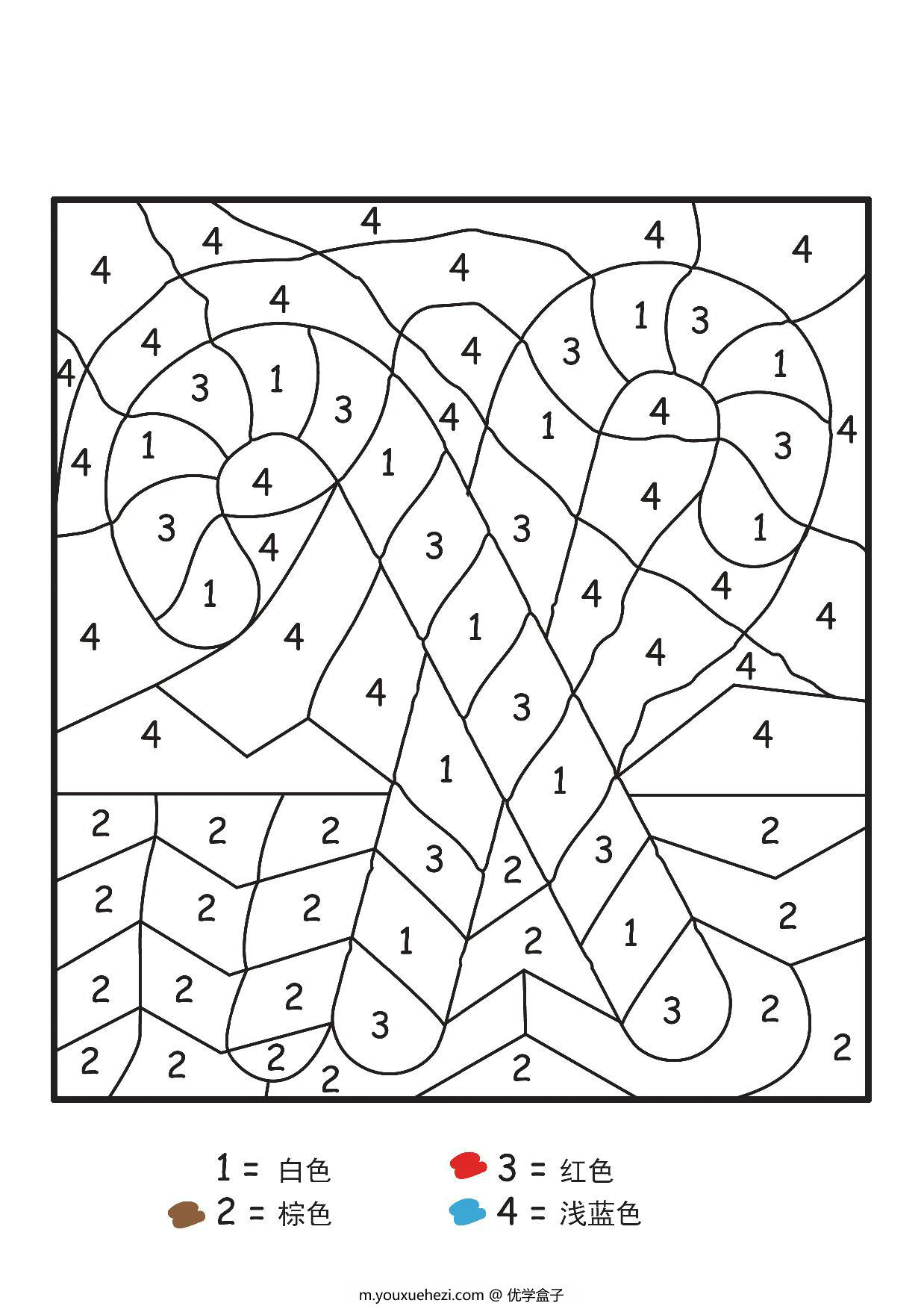 图片[2]-圣诞节数字1-6填色画，5页PDF-优学盒子