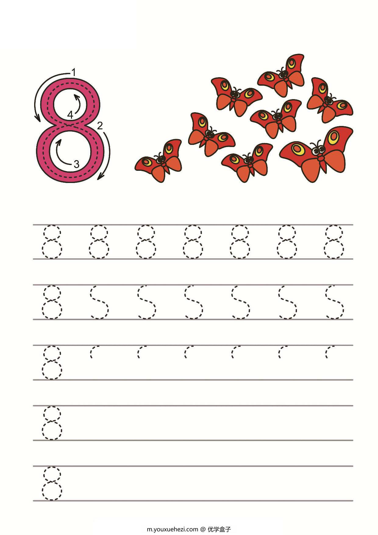 图片[5]-数字0-9书写练习，10页PDF-优学盒子