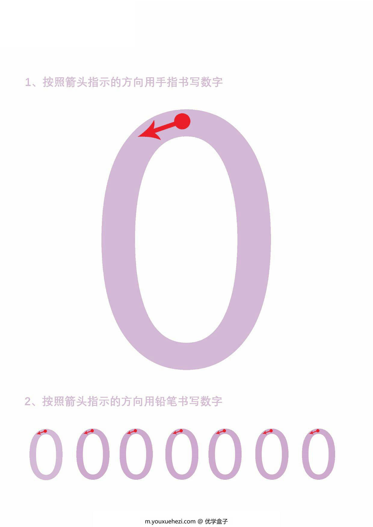 图片[1]-数字0-9书写练习贴，10页PDF-优学盒子