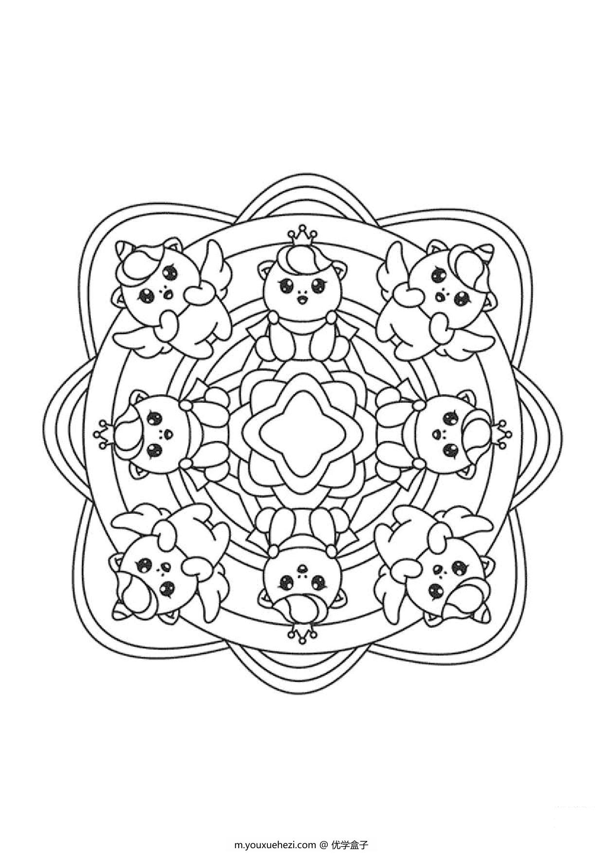 图片[2]-曼陀罗填色彩绘图册，12页PDF-优学盒子