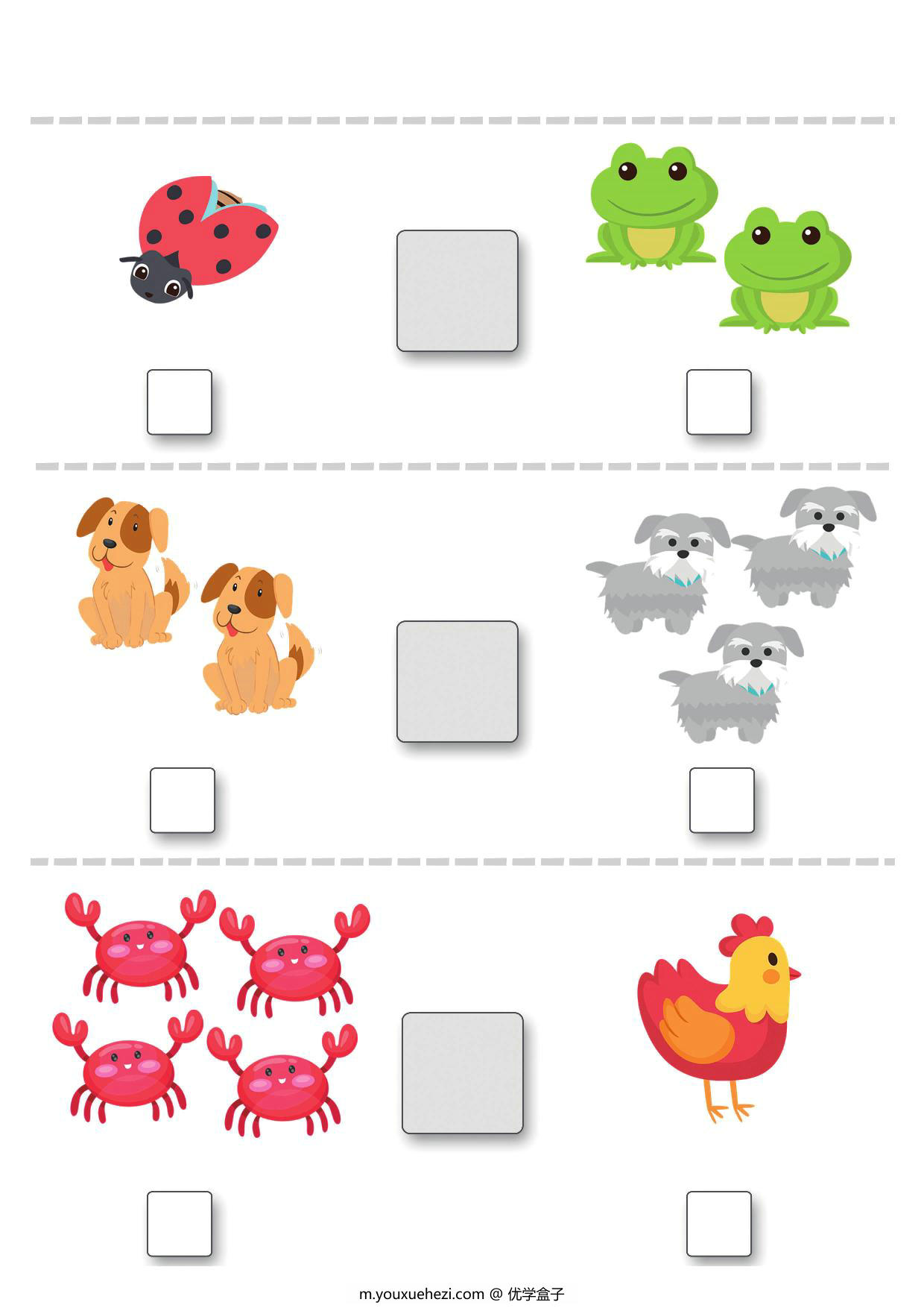 图片[1]-比较图画的数量， 6页PDF可打印-优学盒子