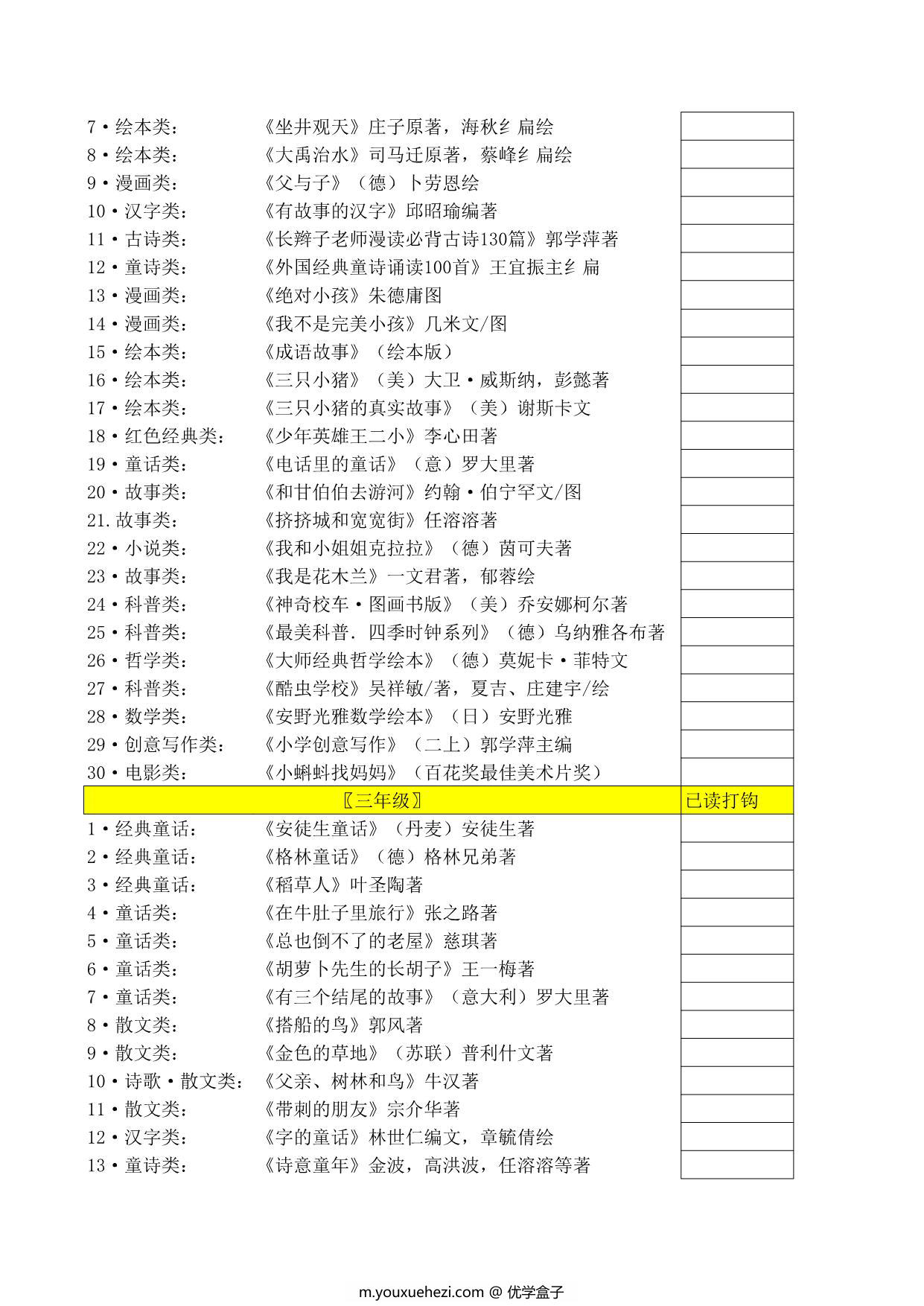 图片[2]-清华附小推荐1-6年级必读书，6页PDF-优学盒子