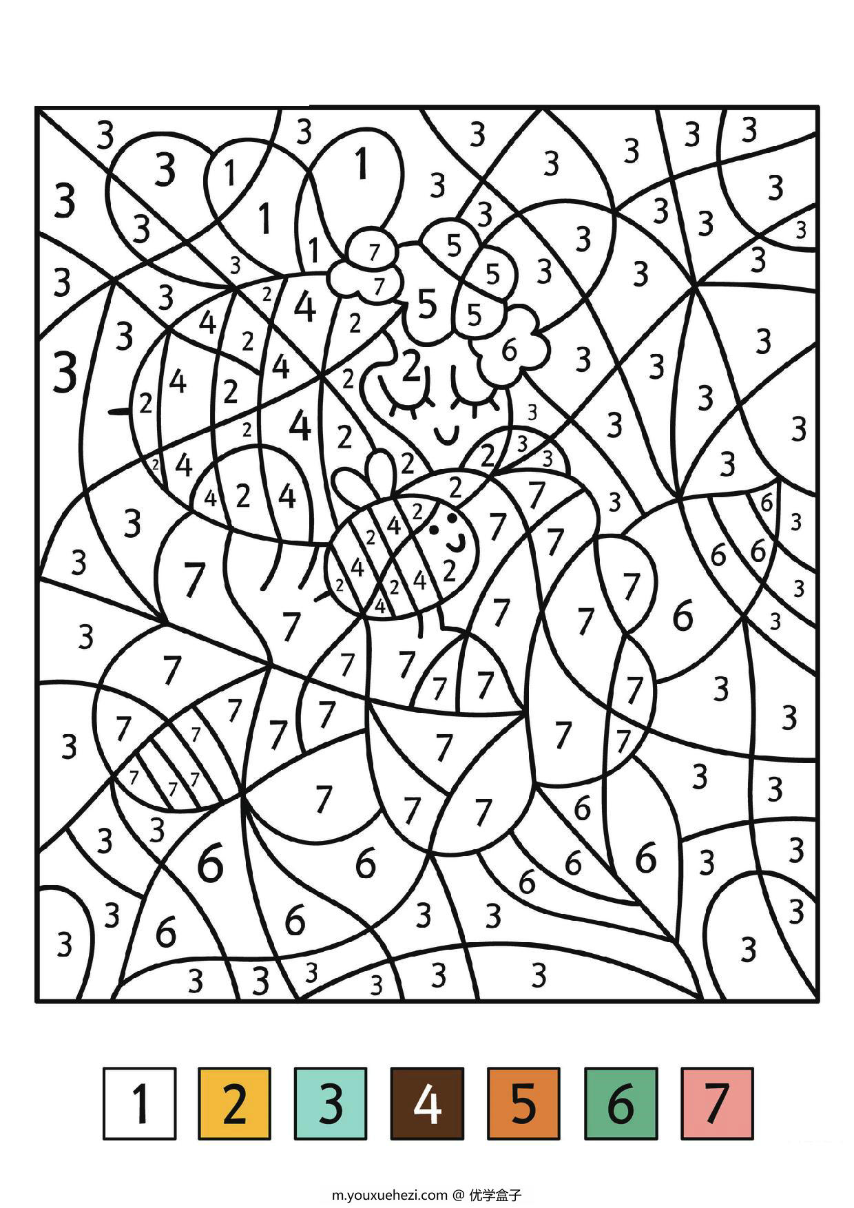 图片[3]-给图画填上与数字对应的颜色_11，8页PDF-优学盒子