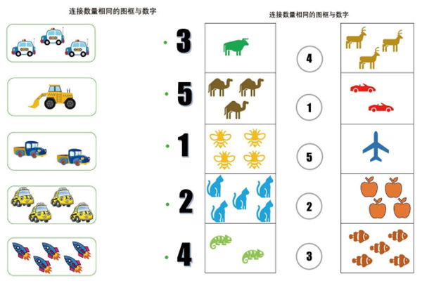 幼儿数感启蒙训练，连接数量相同的图框与数字，49页pdf电子版-优学盒子
