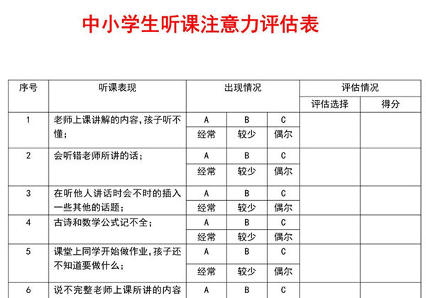 专注力测试评估标准，11页PDF-优学盒子