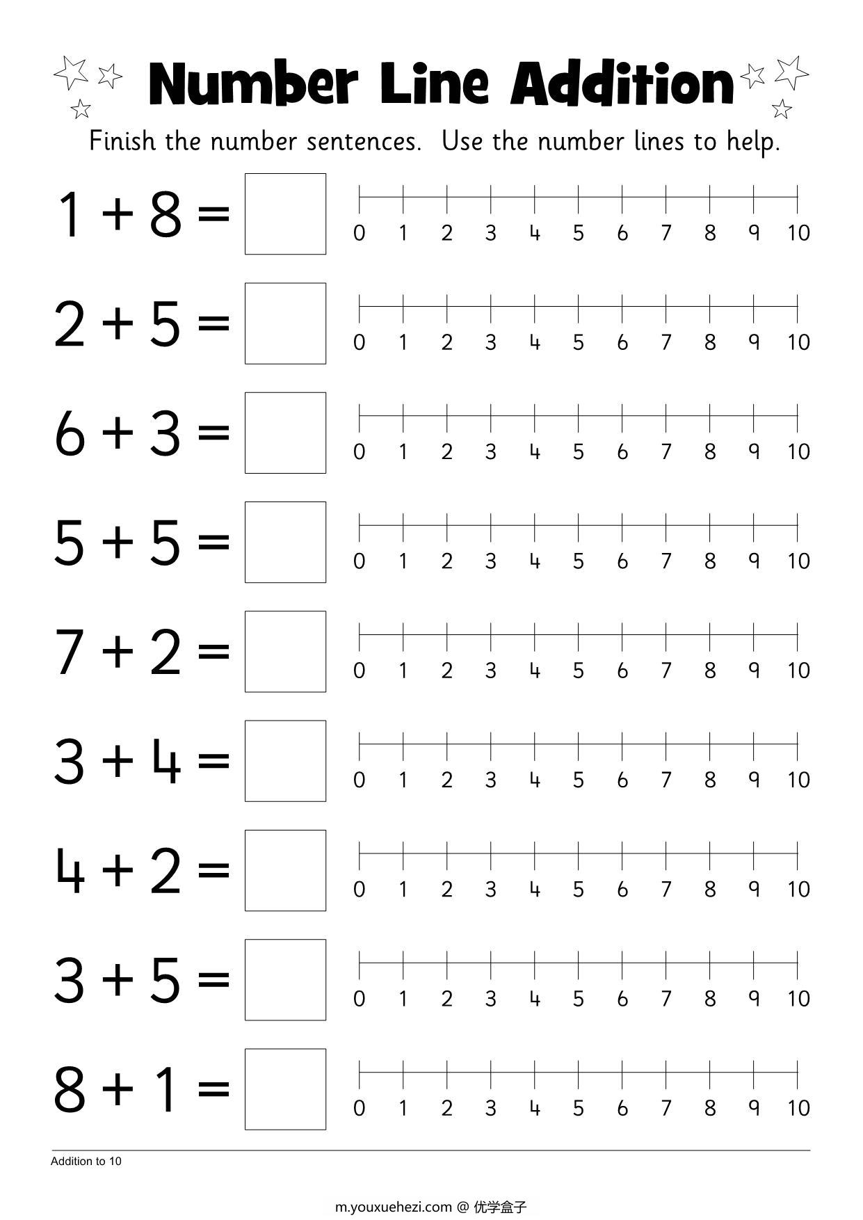 图片[1]-20以内数轴加减法，6页PDF-优学盒子