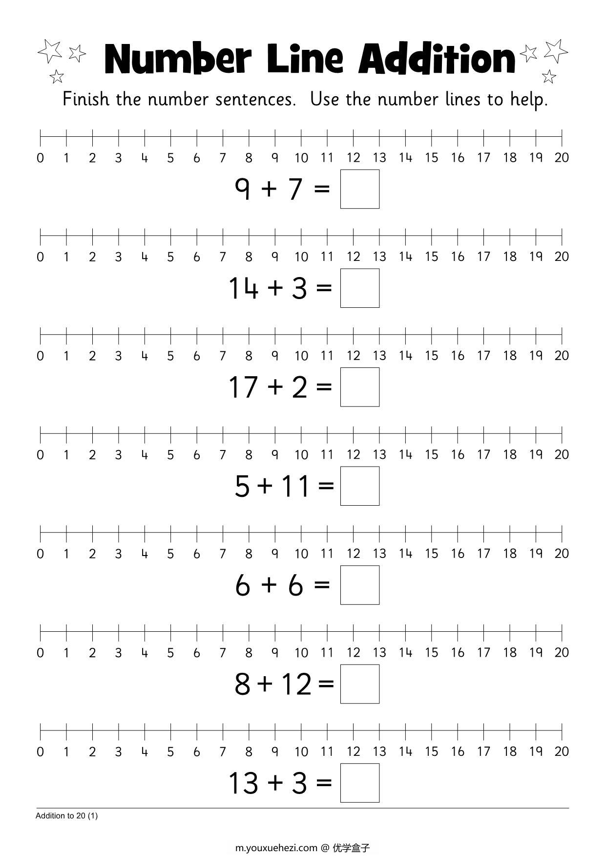 图片[2]-20以内数轴加减法，6页PDF-优学盒子