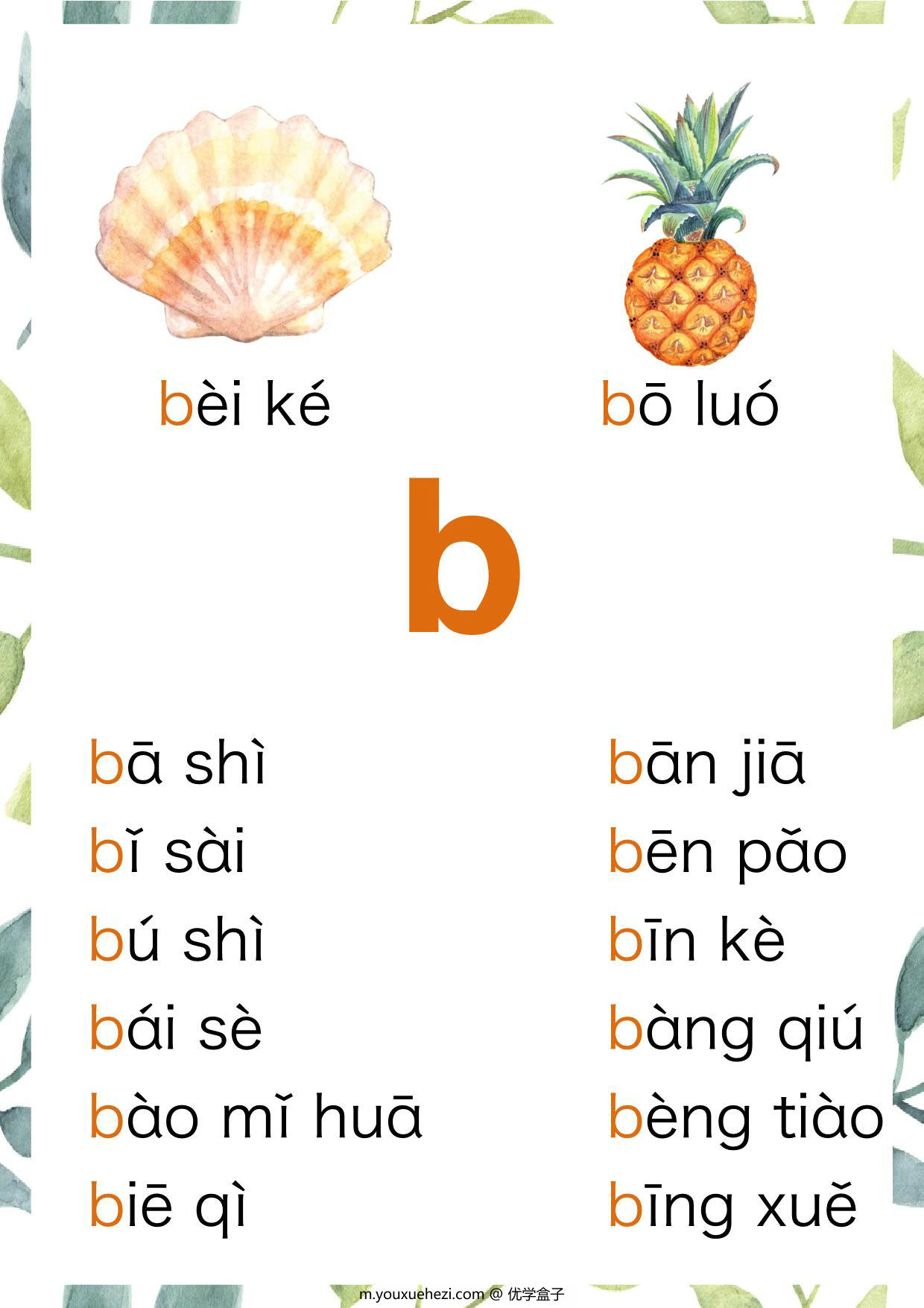 图片[1]-无汉字读拼音闪卡-声母，23页PDF-优学盒子