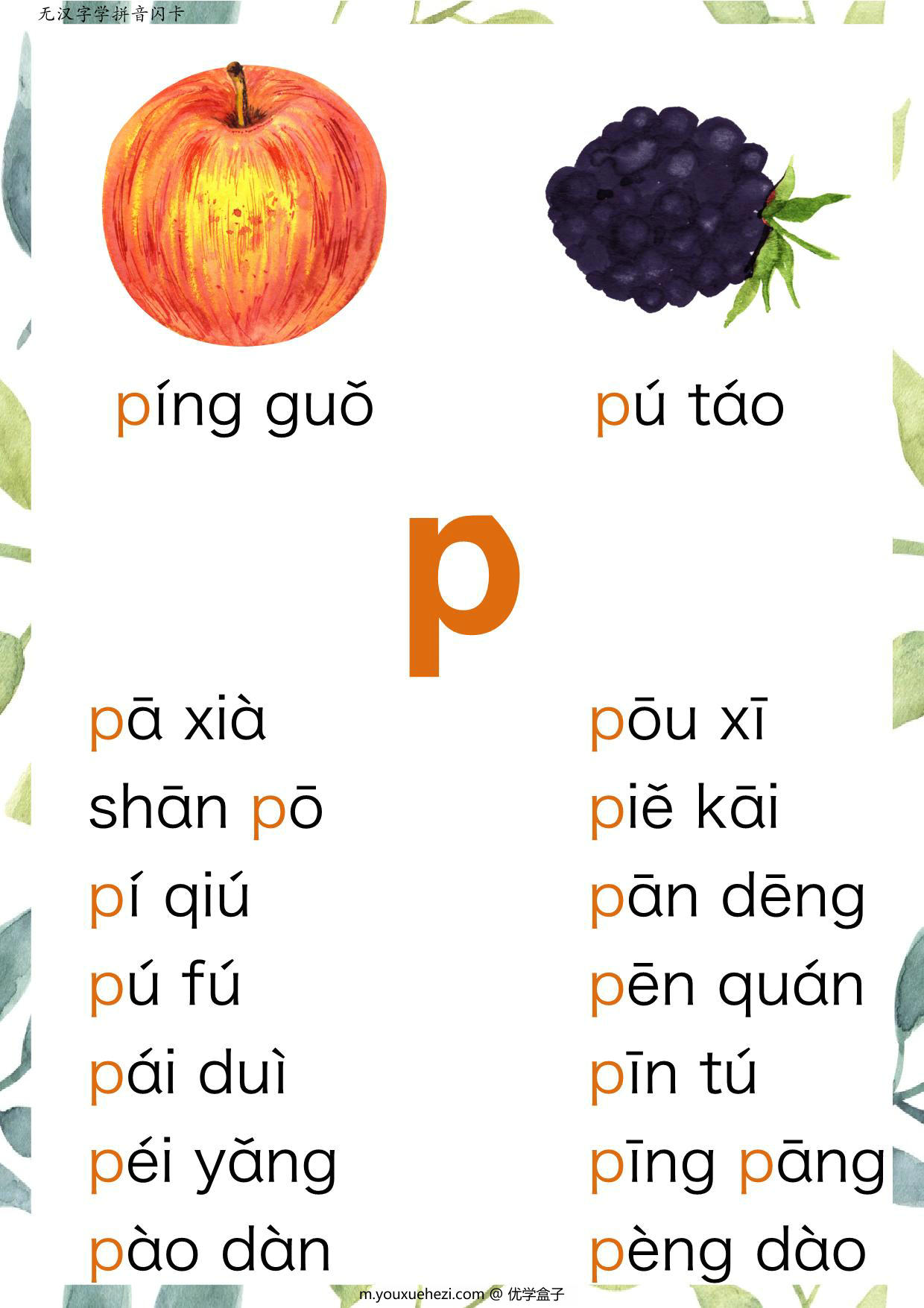 图片[2]-无汉字读拼音闪卡-声母，23页PDF-优学盒子