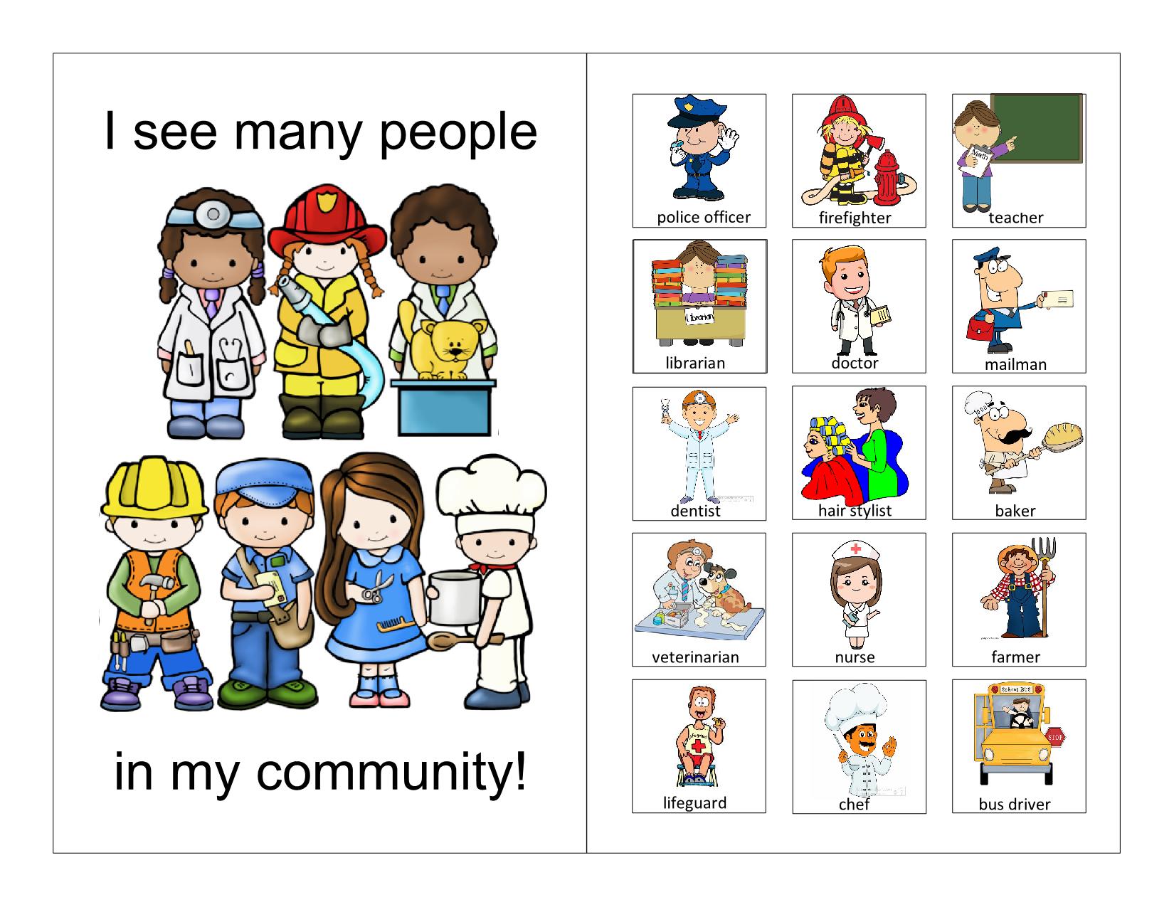 图片[1]-职业认知互动小书CommunityHelpers interactive book互动翻翻书，11页PDF-优学盒子