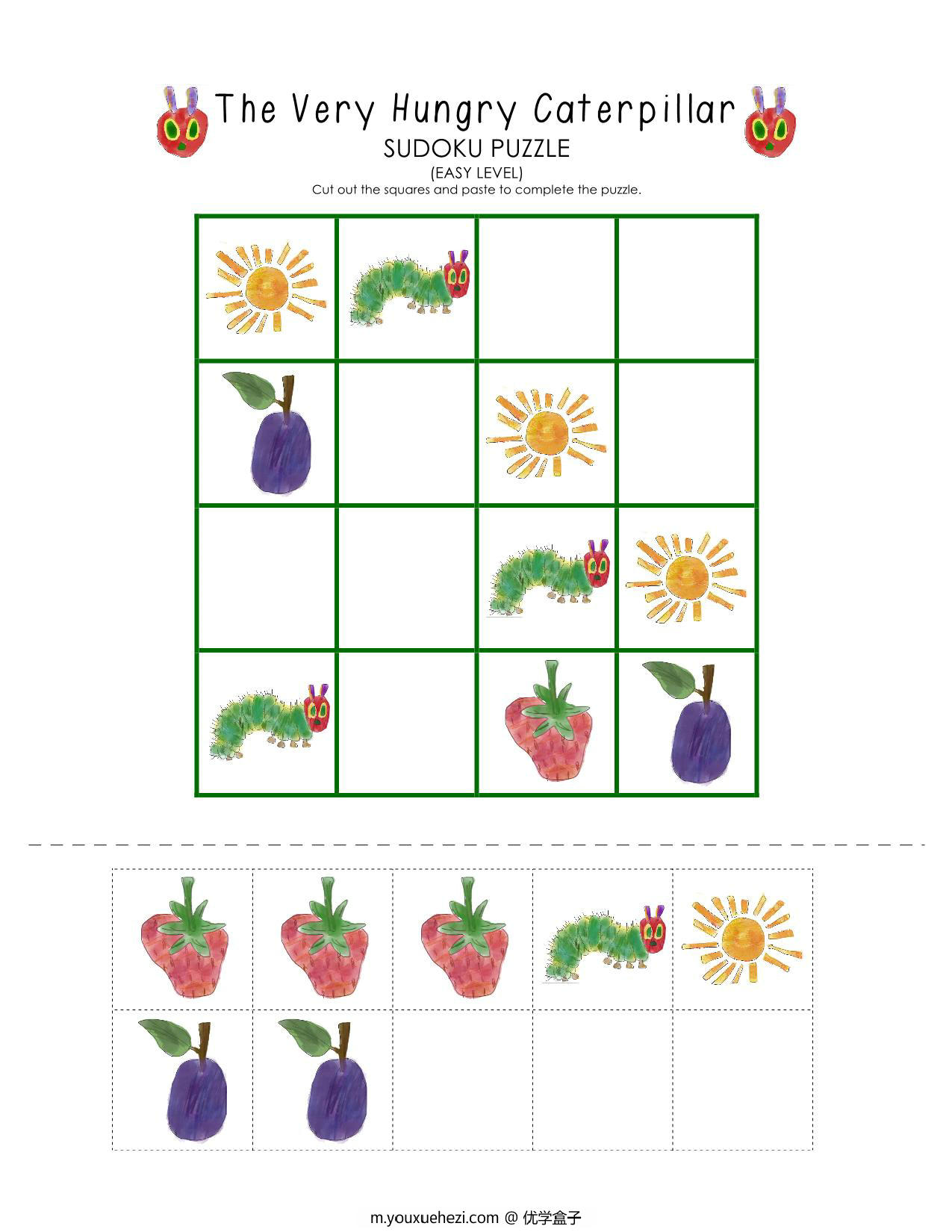 图片[2]-好饿的毛毛虫数独，8页PDF-优学盒子