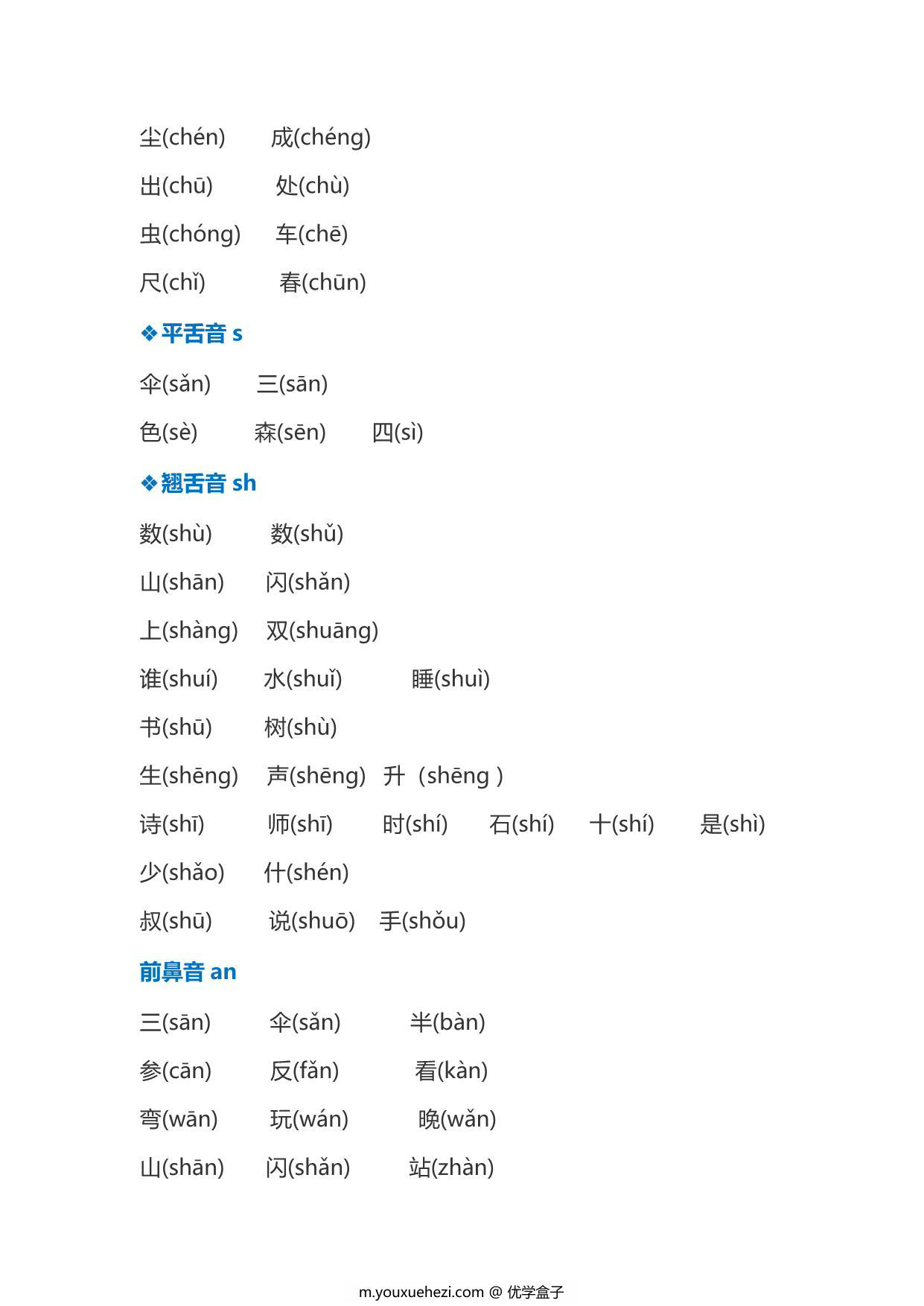 图片[2]-一年级拼音平翘舌、前后鼻音等辨析练习，7页PDF-优学盒子