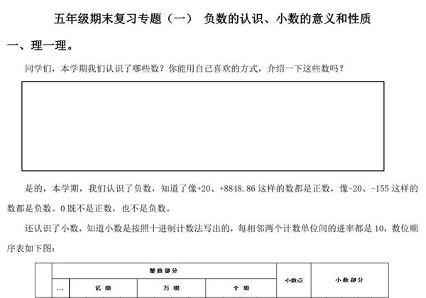 五年级数学上册期末复习专题，11页PDF可打印-优学盒子