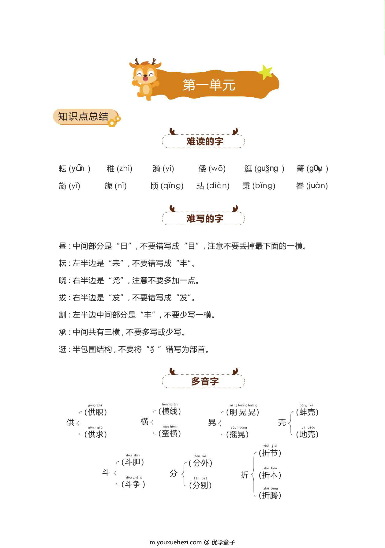 图片[1]-五年级语文下册期中复习宝典，50页PDF电子版-优学盒子